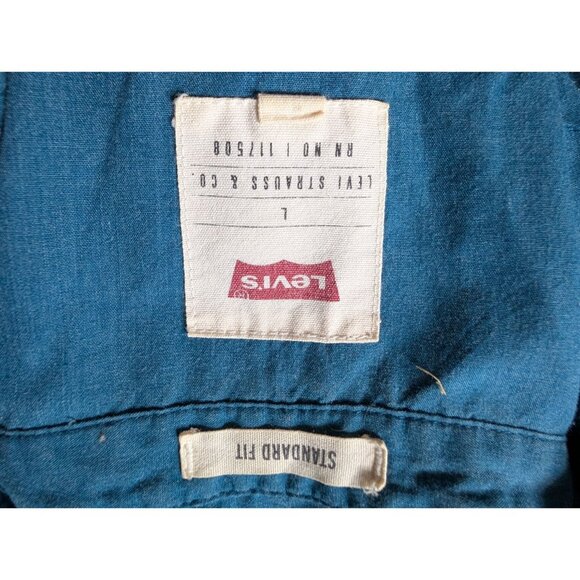 Levis Sleeveless Denim Shirt L Blue Standard Fit Button-Front - Picture 2 of 5